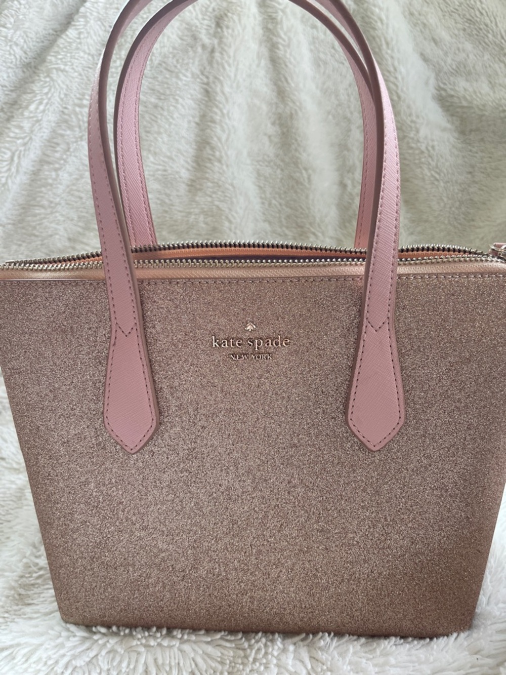 kate spade Rose Gold Glitter Tote Purse